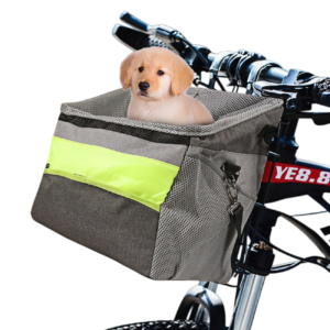 Home 11 Dog Bike Basket Expandable Soft-Sided Pet Carrier Backpack for Small Dogs Cats Puppies Breathable Mesh Windows, Safety Leash & Reflective Tapes for Biking Hiking Travel Grey